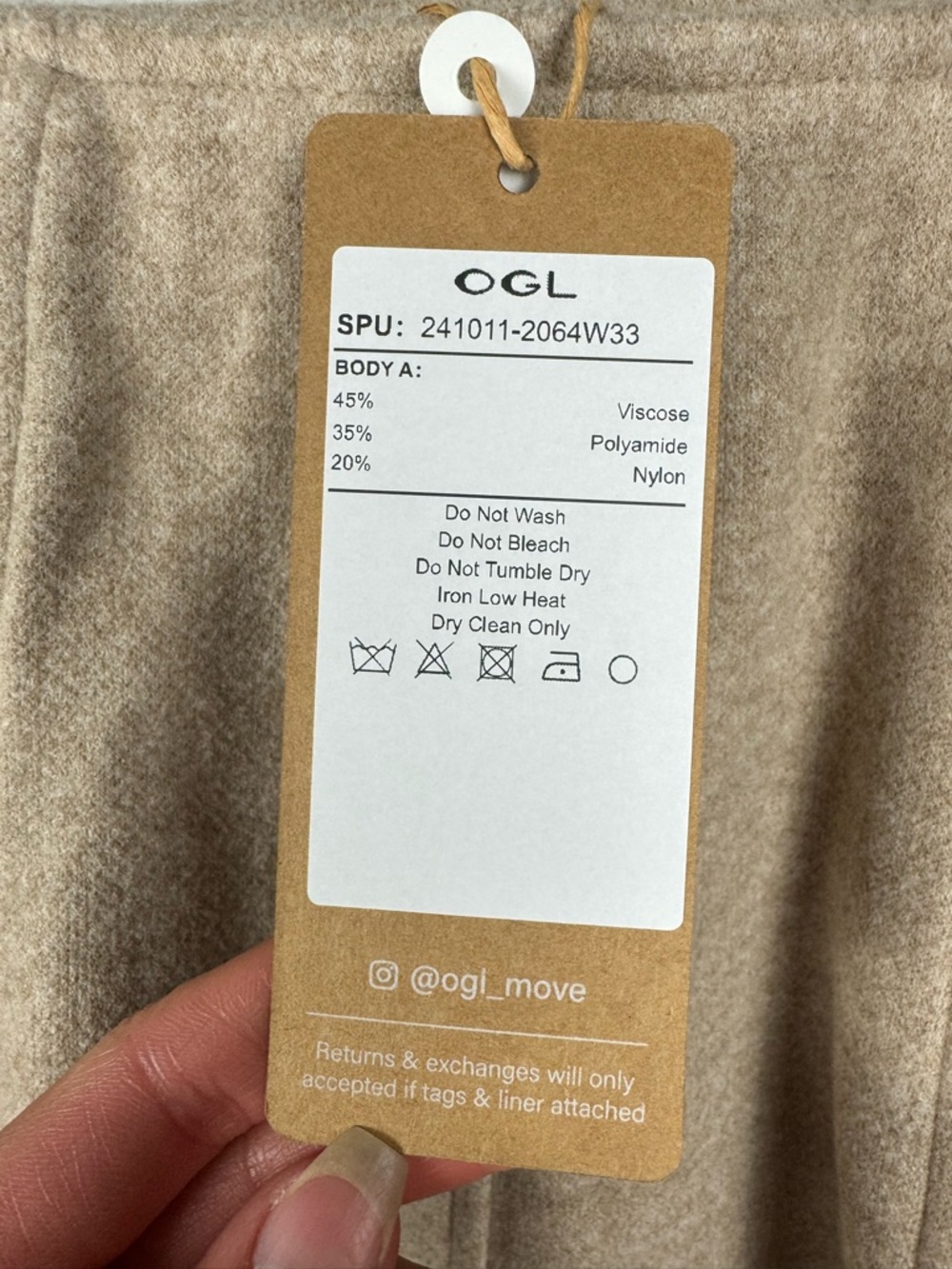 OGL Heather Oatmeal Beige Tan Flare Hem Mini Skirt - Picture 3 of 9